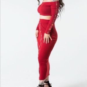 Red Two Piece Skirt And Crop Top 😍